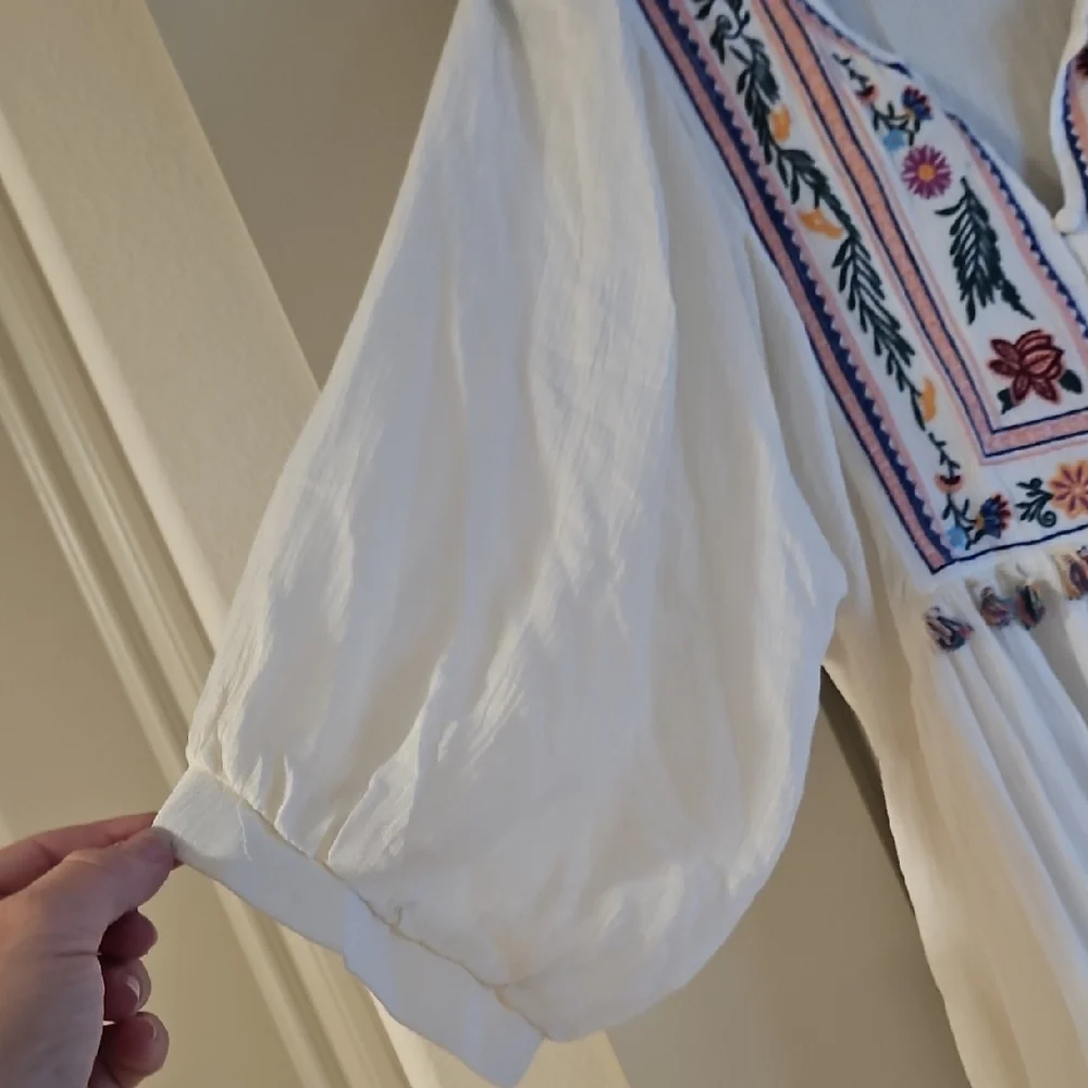 Umgee (Vintage) Cream Embroidered Dress L - Picture 4 of 5